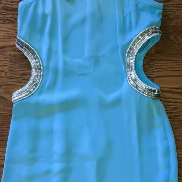 Emilio Pucci Cut Out Crystals Mod Aqua Blue Turquoise DRESS USA SZ 6 IT40 $3,500 - Picture 8 of 12